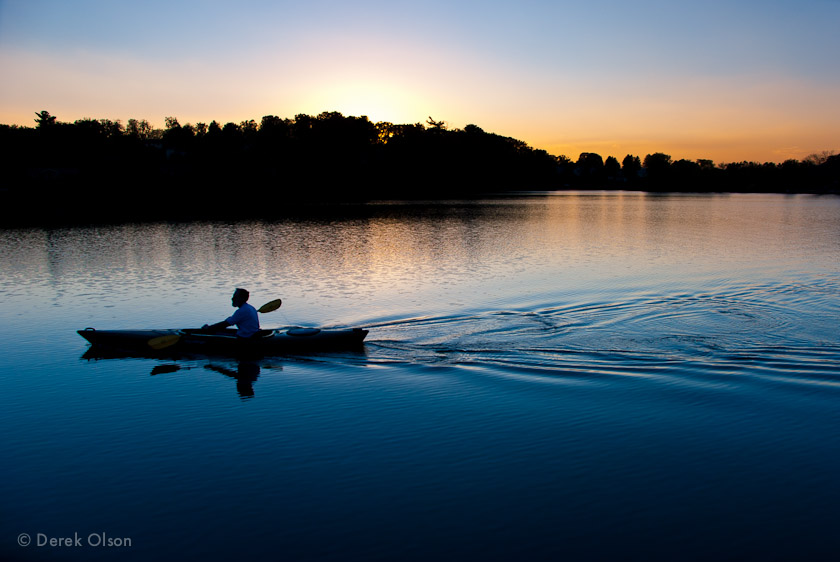 Kayaking on a lake in Asheville, NC