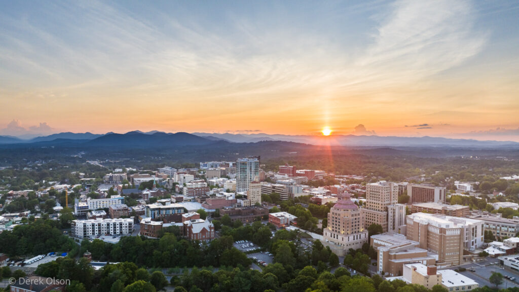 Downtown Asheville, NC aerial photo